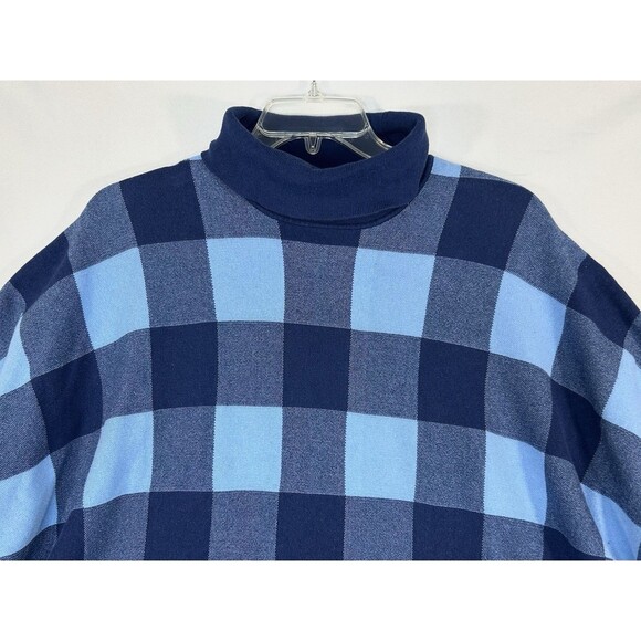 Alfani Women's Sweater 2X 3/4 Sleeve Pullover Turtle Neck Blue Check - Picture 2 of 8